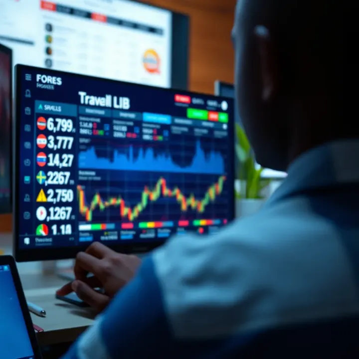 Illustration of a digital interface displaying forex broker options for Nigerian traders