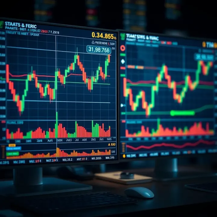 Digital interface showing automated trading algorithms analyzing stock charts