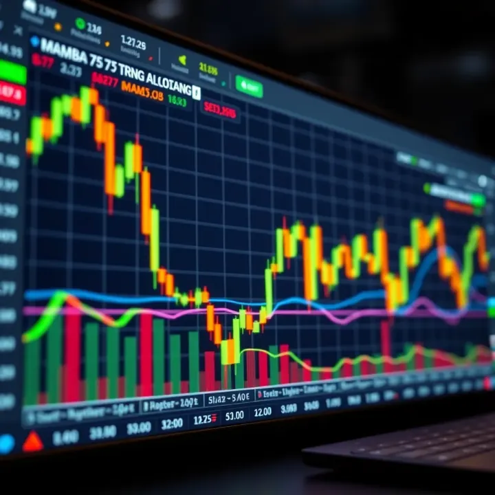 Graph showing automated trading algorithm analyzing financial data on a digital screen