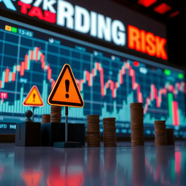 Conceptual illustration of investment risks with fluctuating market charts and warning icons