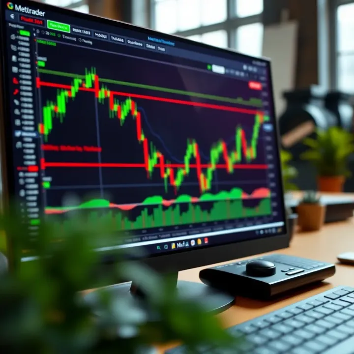 Screenshot of MetaTrader platform showing forex charts and trading tools