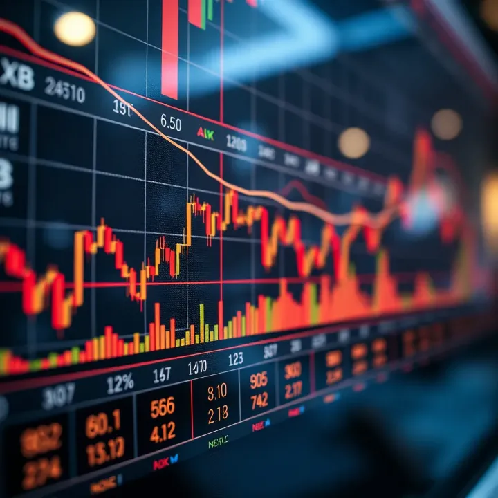 Graph showing currency pair fluctuations with risk management indicators in forex trading