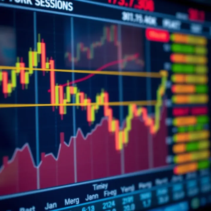 Chart showing forex trading sessions with emphasis on the New York market period