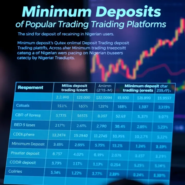 Comparison chart showing minimum deposit requirements across various online trading platforms catering to Nigerian users