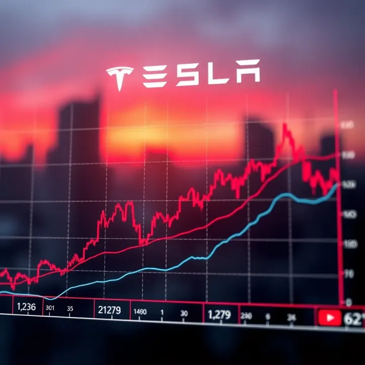 Graph showing Tesla's stock price fluctuations influenced by market trends and company performance