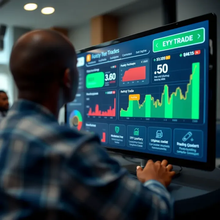 Digital dashboard showing key features and security elements of a trade app to ensure safe trading activities