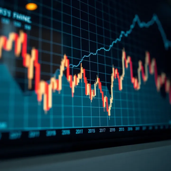 Graph showing fluctuating market trends representing financial volatility