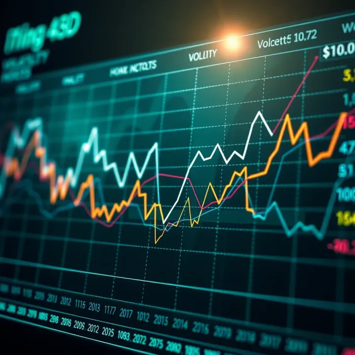 Graph illustrating the movement of volatility indices over time with fluctuating lines