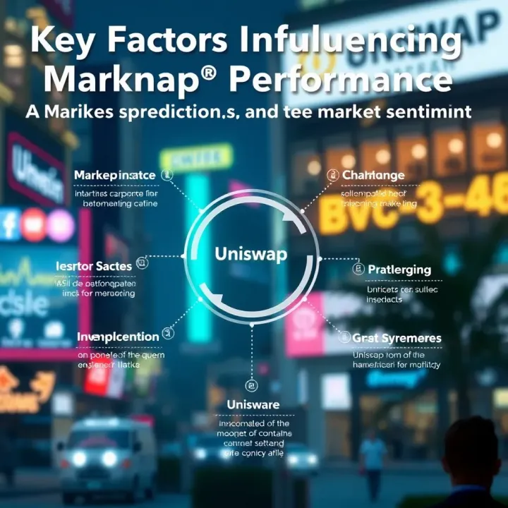 Diagram illustrating factors impacting Uniswap's market performance including DeFi developments and investor sentiment