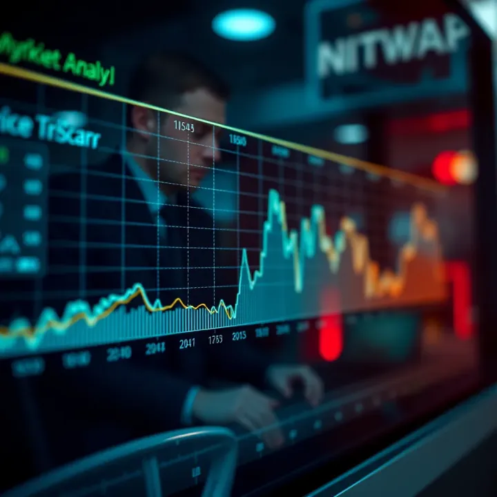 Graph showing Uniswap price fluctuations and trend lines over time