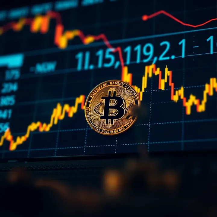 Graph showing fluctuating Bitcoin price trends with upward and downward movements