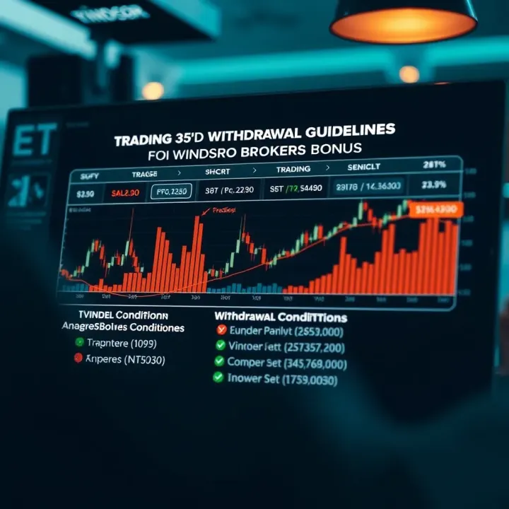 Graphic depicting trading chart and withdrawal conditions for Windsor Brokers bonus users