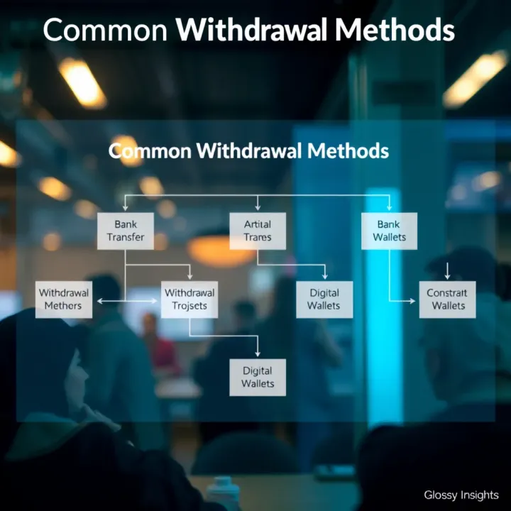 Flowchart illustrating different withdrawal methods including bank transfer and digital wallets
